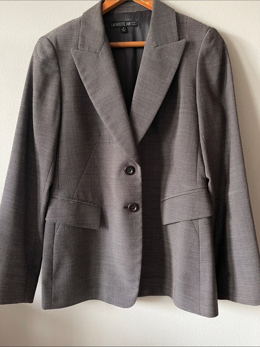 Lafayette 148 New York Charcoal Gray Tailored Blazer virgin wool 4